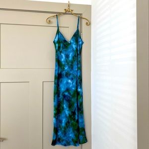 Tie-Dye Satin MIDI Dress